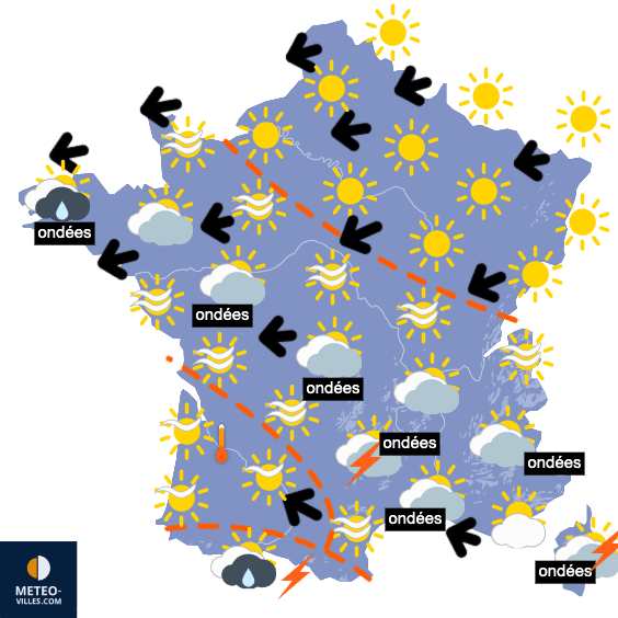 Carte de prévisions du temps du Mercredi 22 avril 2026