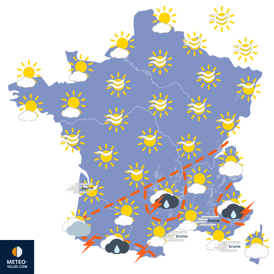 Carte de prévisions du temps du Lundi 27 avril 2026