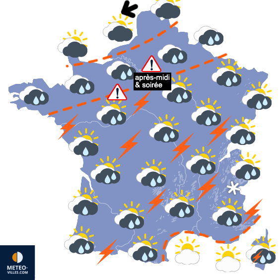 Carte de prévisions du temps du Mardi 5 mai 2026