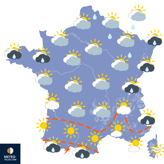 Carte de prévisions du temps du Jeudi 7 mai 2026