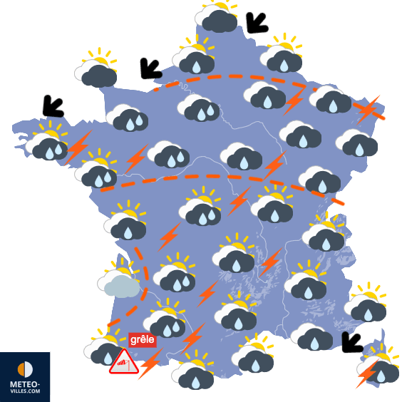 Carte de prévisions du temps du Dimanche 10 mai 2026
