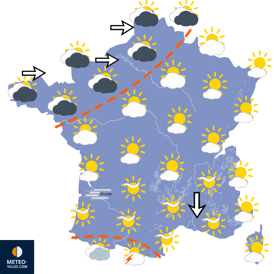 Carte de prévisions du temps du Dimanche 7 juin 2026