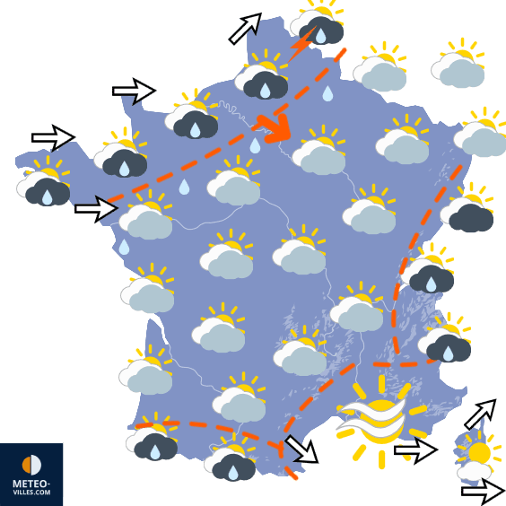 Carte de prévisions du temps du Mardi 9 juin 2026
