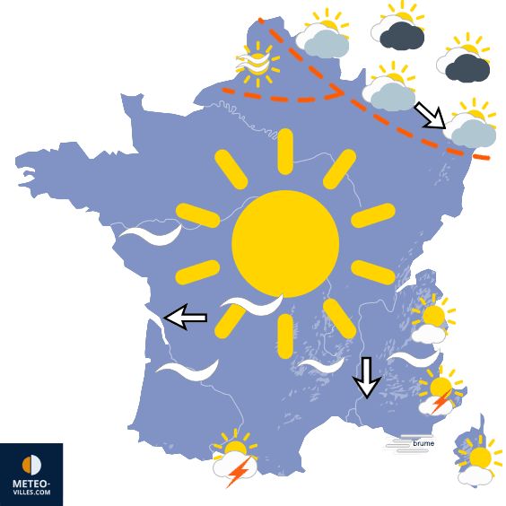 Carte de prévisions du temps du Dimanche 14 juin 2026