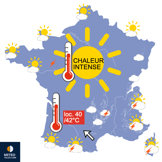 Carte de prévisions du temps du Lundi 22 juin 2026