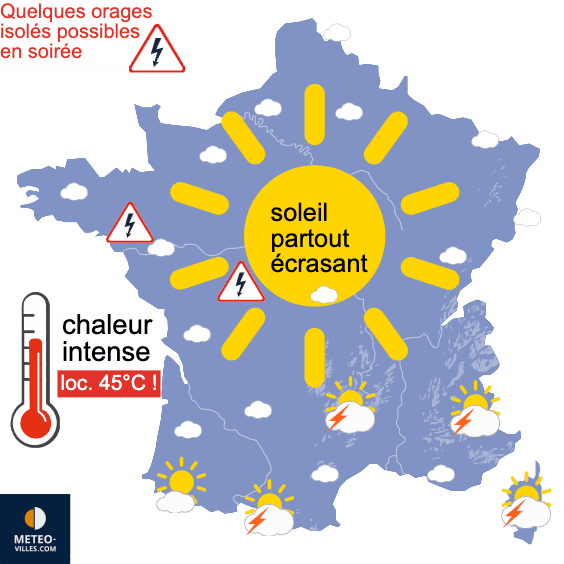 Carte de prévisions du temps du Mercredi 24 juin 2026