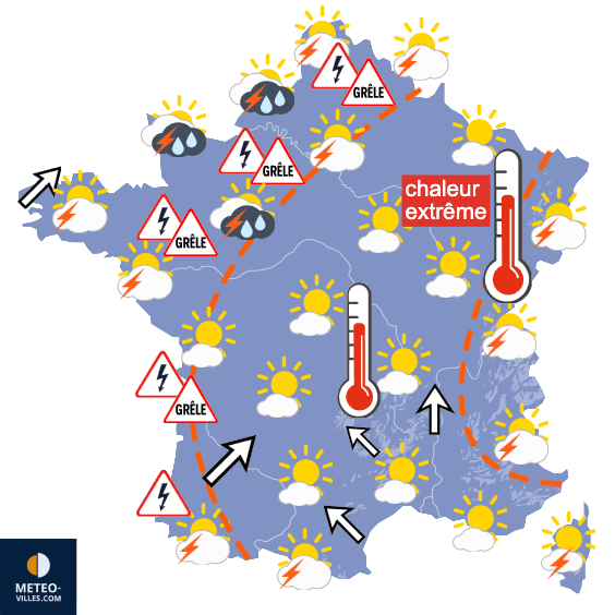 Carte de prévisions du temps du Samedi 27 juin 2026