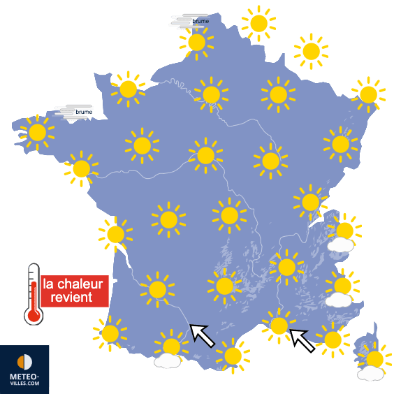 Carte de prévisions du temps du Mardi 28 juillet 2026