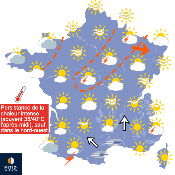 Carte de prévisions du temps du Jeudi 30 juillet 2026