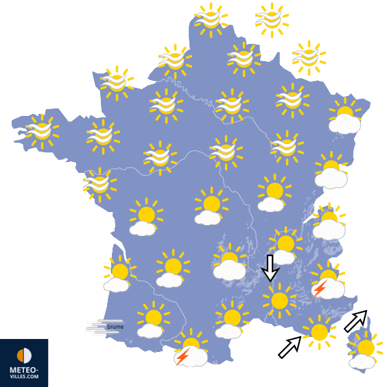Carte de prévisions du temps du Samedi 1 août 2026