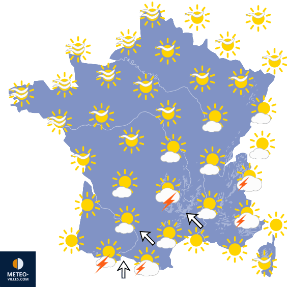 Carte de prévisions du temps du Dimanche 2 août 2026