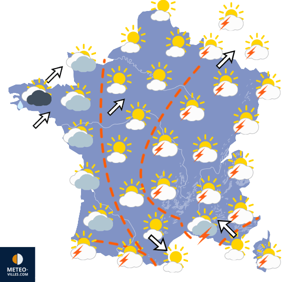 Carte de prévisions du temps du Mardi 4 août 2026