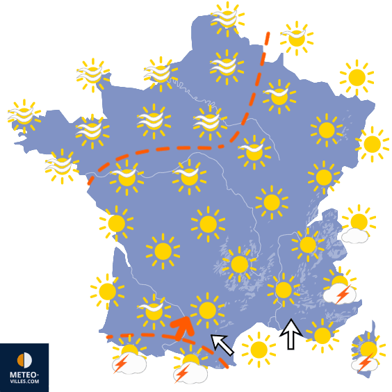 Carte de prévisions du temps du Samedi 8 août 2026