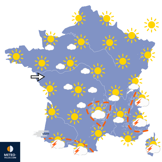 Carte de prévisions du temps du Jeudi 13 août 2026