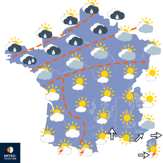 Carte de prévisions du temps du Mercredi 19 août 2026