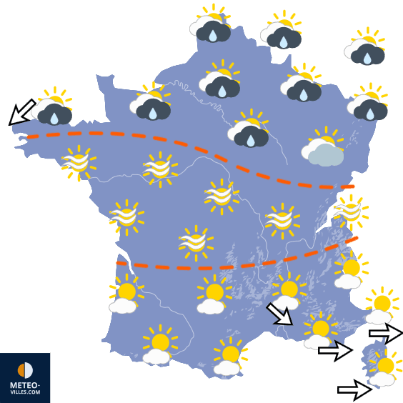 Carte de prévisions du temps du Samedi 22 août 2026