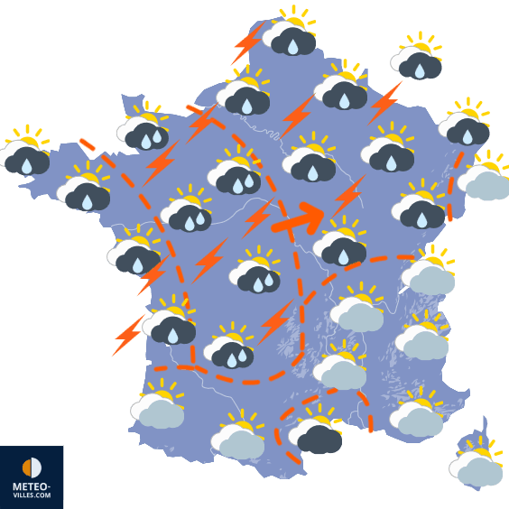 Carte de prévisions du temps du Mardi 25 août 2026