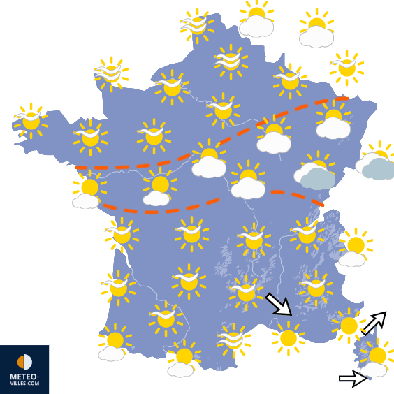 Carte de prévisions du temps du Samedi 5 septembre 2026