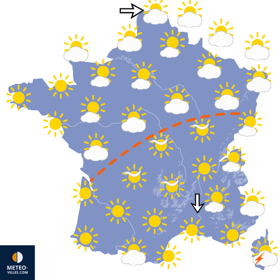 Carte de prévisions du temps du Samedi 12 septembre 2026