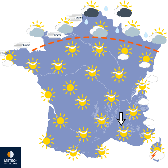 Carte de prévisions du temps du Lundi 14 septembre 2026