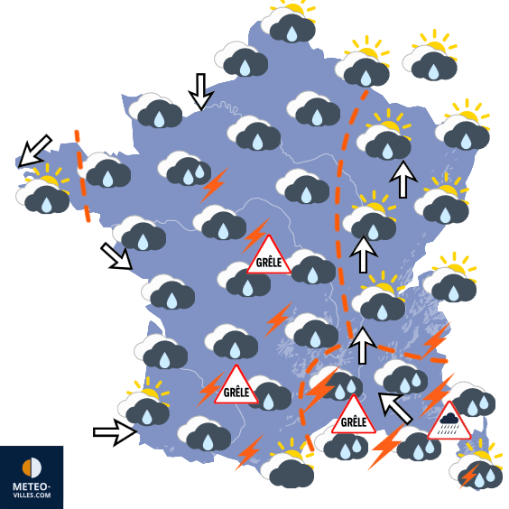 Carte de prévisions du temps du Mercredi 7 octobre 2026