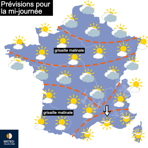 Carte de prévisions du temps du Mercredi 14 octobre 2026