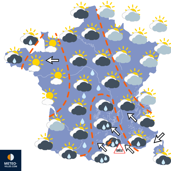 Carte de prévisions du temps du Lundi 19 octobre 2026