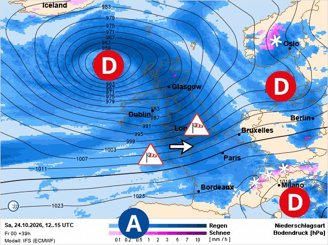 Carte de prévisions d'europe du Samedi 24 octobre 2026