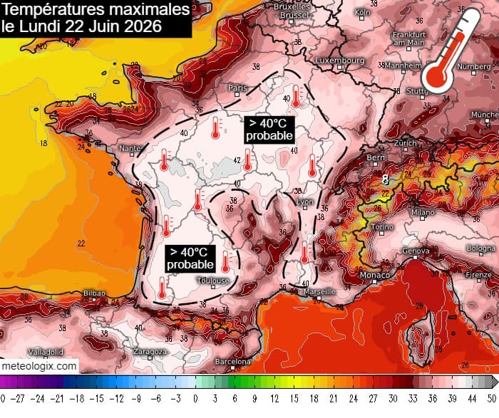 Canicule : jusqu'à 40°C sur les trois-quarts de la France dans les ...