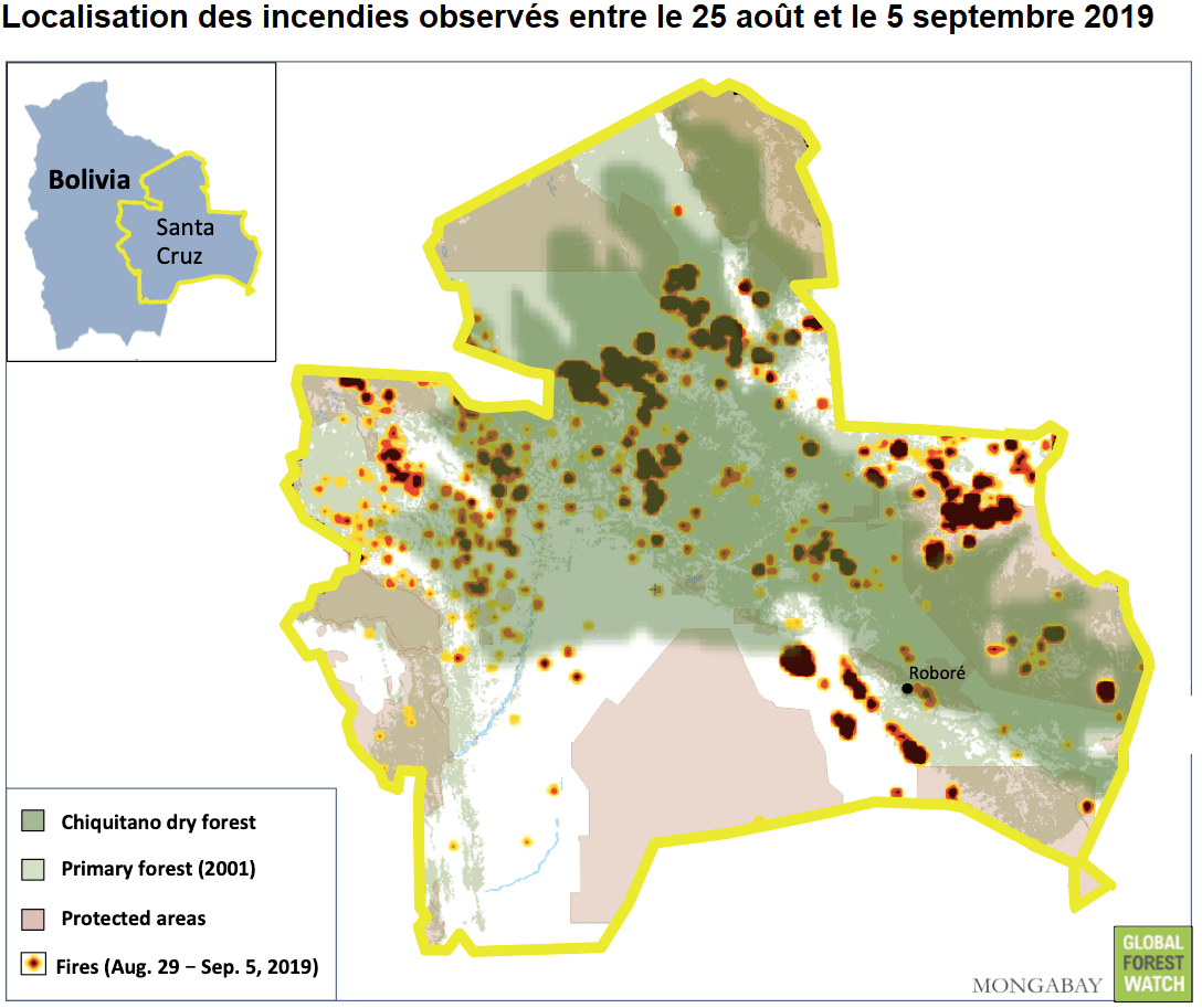 Image d'illustration pour Violents incendies en Bolivie