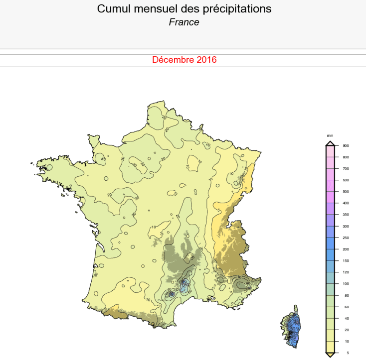 Image d'illustration pour Bilan météo cartographié de décembre 2016