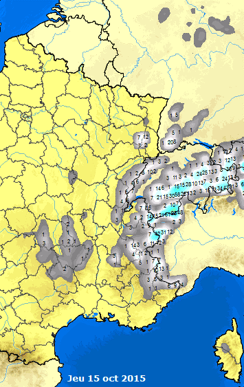 Image d'illustration pour La neige s'abaisse à assez basse altitude sous une goutte froide