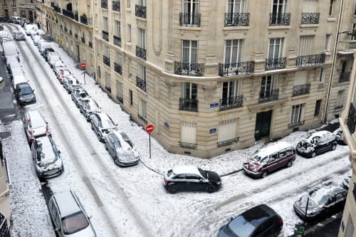 La rue Eugène Manuel sous la neige