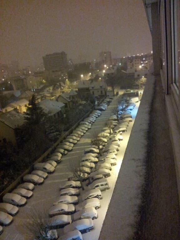 neige sur Villejuif vue du 8eme etage