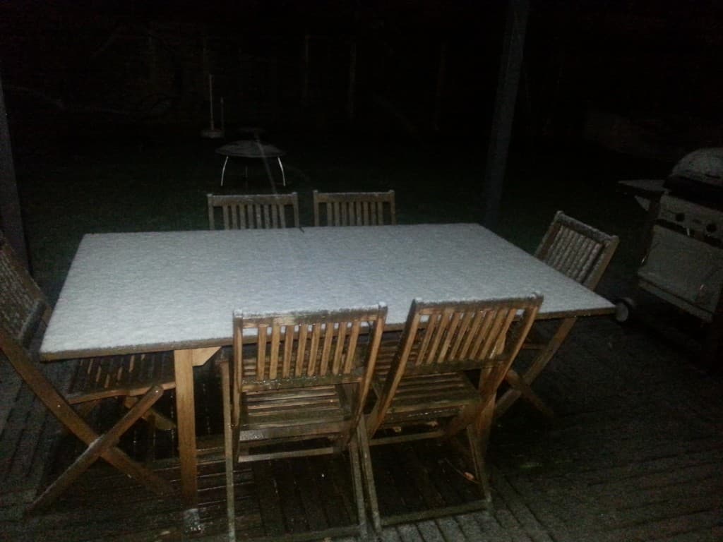 Averse orageuse de neige, 1cm au sol
