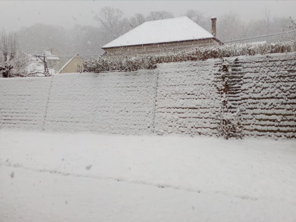 Mon jardin avec déjà 5 cm de neige !