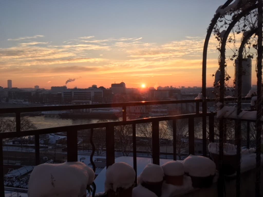 Paris snow sunset