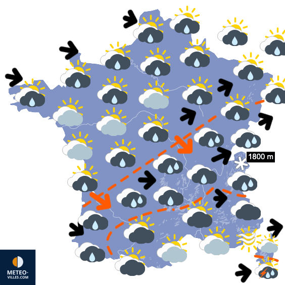 Carte de prévisions du temps du Samedi 25 octobre 2025