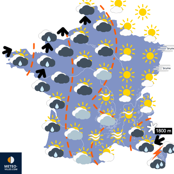 Carte de prévisions du temps du Vendredi 7 novembre 2025