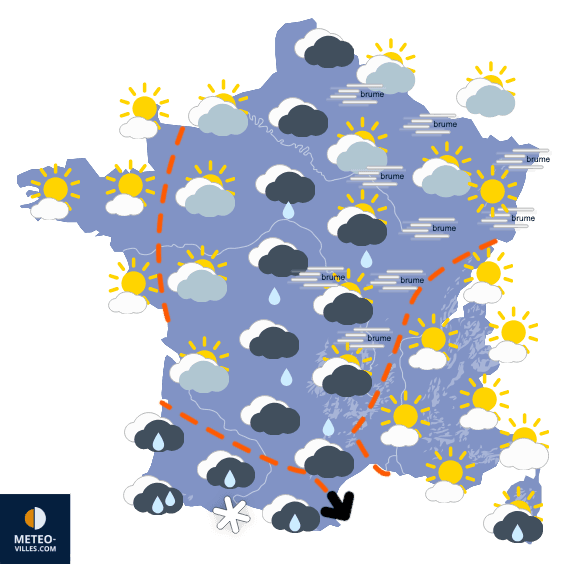 Carte de prévisions du temps du Samedi 8 novembre 2025