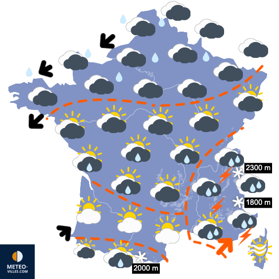 Carte de prévisions du temps du Dimanche 16 novembre 2025