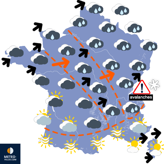 Carte de prévisions du temps du Dimanche 7 décembre 2025