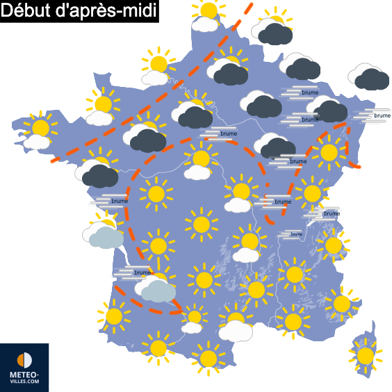 Carte de prévisions du temps du Samedi 13 décembre 2025