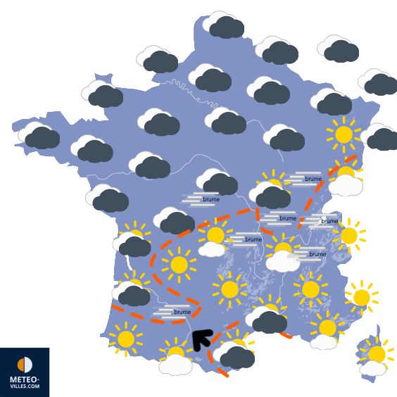 Carte de prévisions du temps du Dimanche 14 décembre 2025