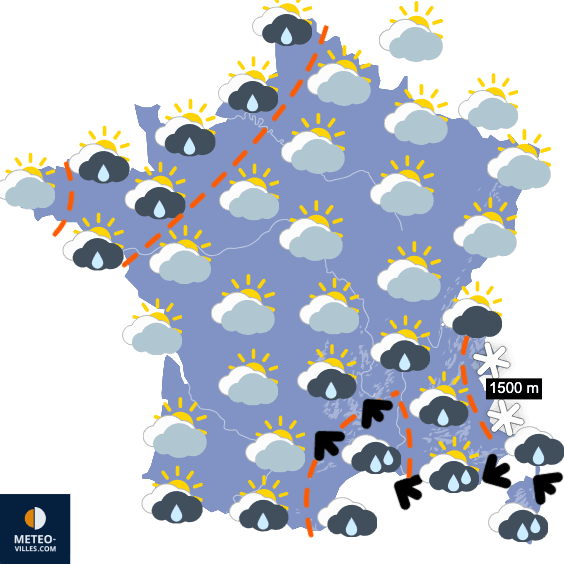 Carte de prévisions du temps du Mardi 16 décembre 2025
