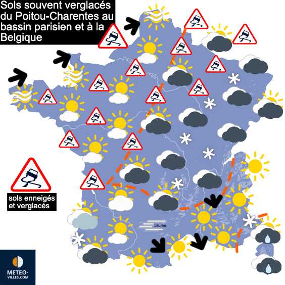 Carte de prévisions du temps du Mardi 6 janvier 2026