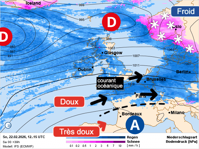 Carte de prévisions d'europe du Dimanche 22 février 2026