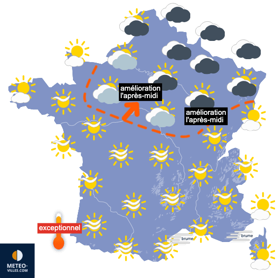 Carte de prévisions du temps du Mardi 24 février 2026