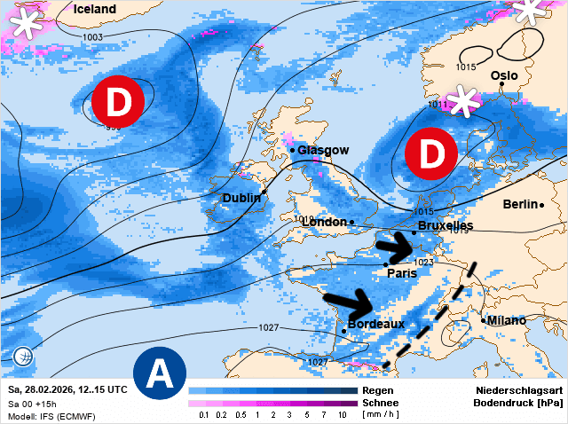 Carte de prévisions d'europe du Samedi 28 février 2026
