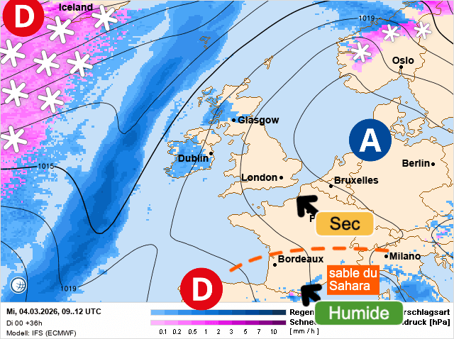 Carte de prévisions d'europe du Mercredi 4 mars 2026